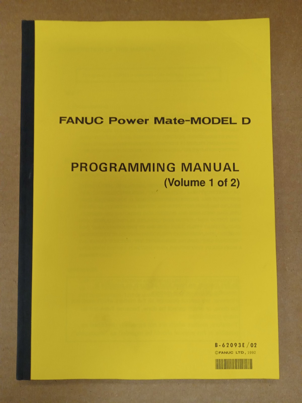 FANUC Power Mate Model D Programming Manual B-62093E/02 (Volume 1 of 2)