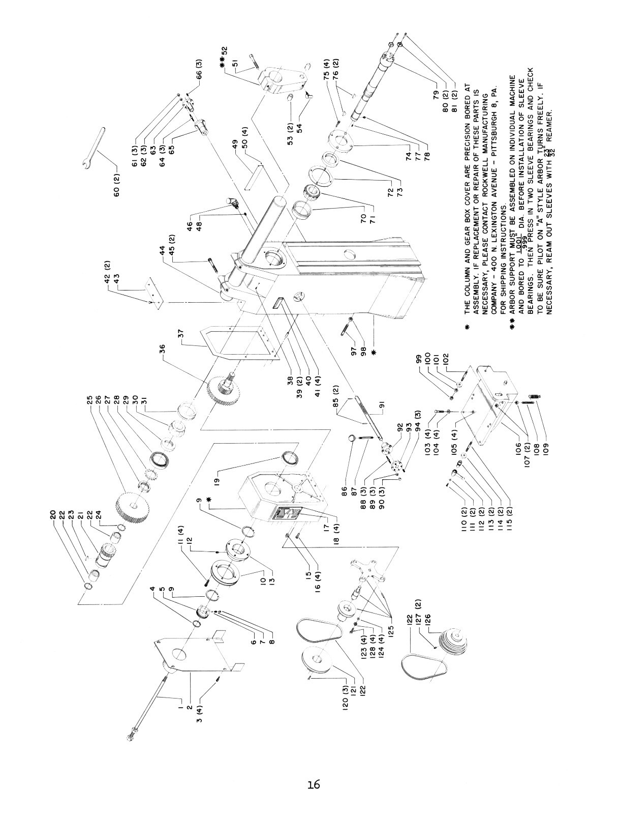 Rockwell Horizontal Milling Machine 21-120 Operator and Parts Manual #1887