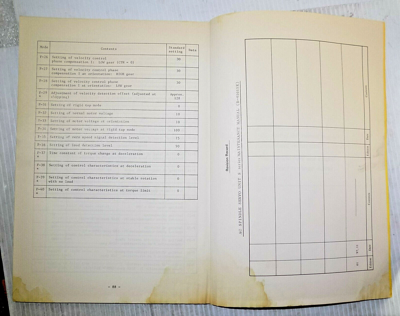 Fanuc B-65015E/01 AC Spindle Servo Unit S Series Maintenance Manual, Nov. 1987
