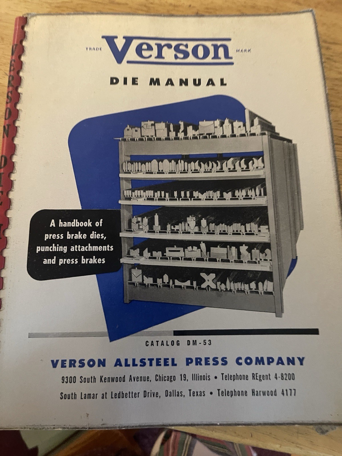 Verson Die Manual for Press brake dies, punching attachments and press brakes