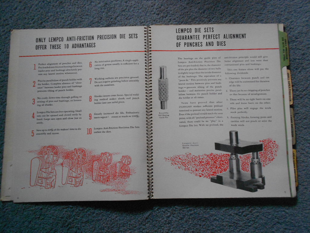 1954 LEMPCO BALL BEARING DIE SETS CATALOG & 1957 Price List Info Specs Original