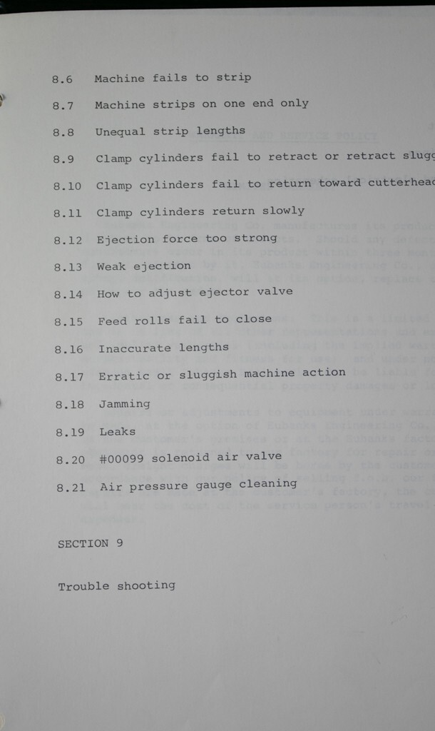 Eubanks Wire Stripper 2600 Operations and Maintenance Manual
