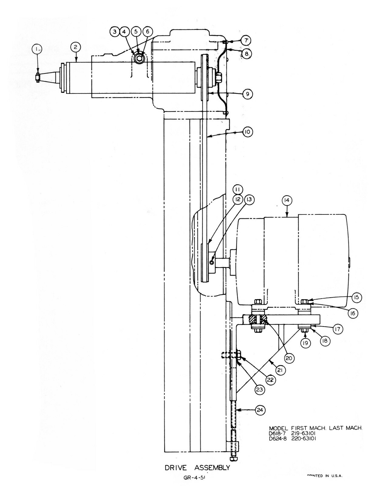 DoALL Surface Grinder Models D618-7 & D624-8 Parts List Manual #1601