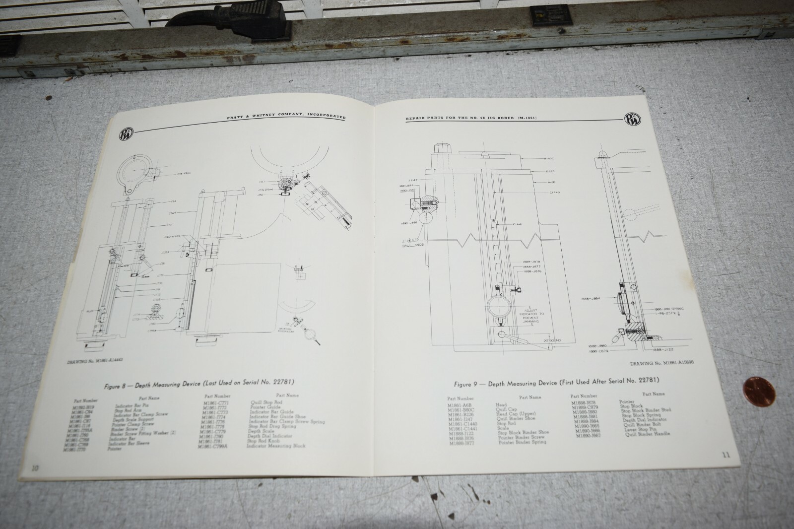 Pratt & Whitney No.4E Jig Borer M1861 Repair Parts Catalog Manual