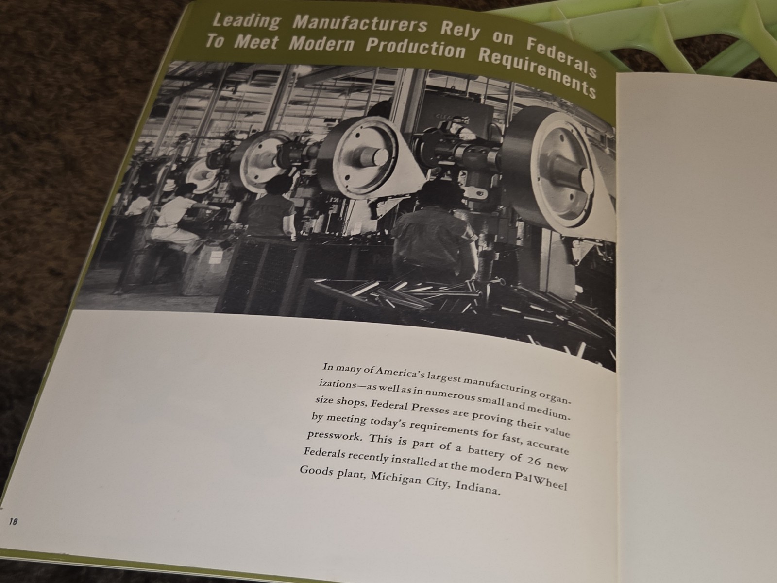 FEDERAL PRESS COMPANY Open Back INCLINABLE PRESSES SALES CATALOG BOOK Machinist