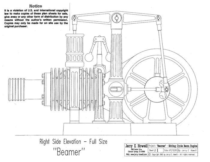 Beamer Stirling Cycle Beam Engine Plans