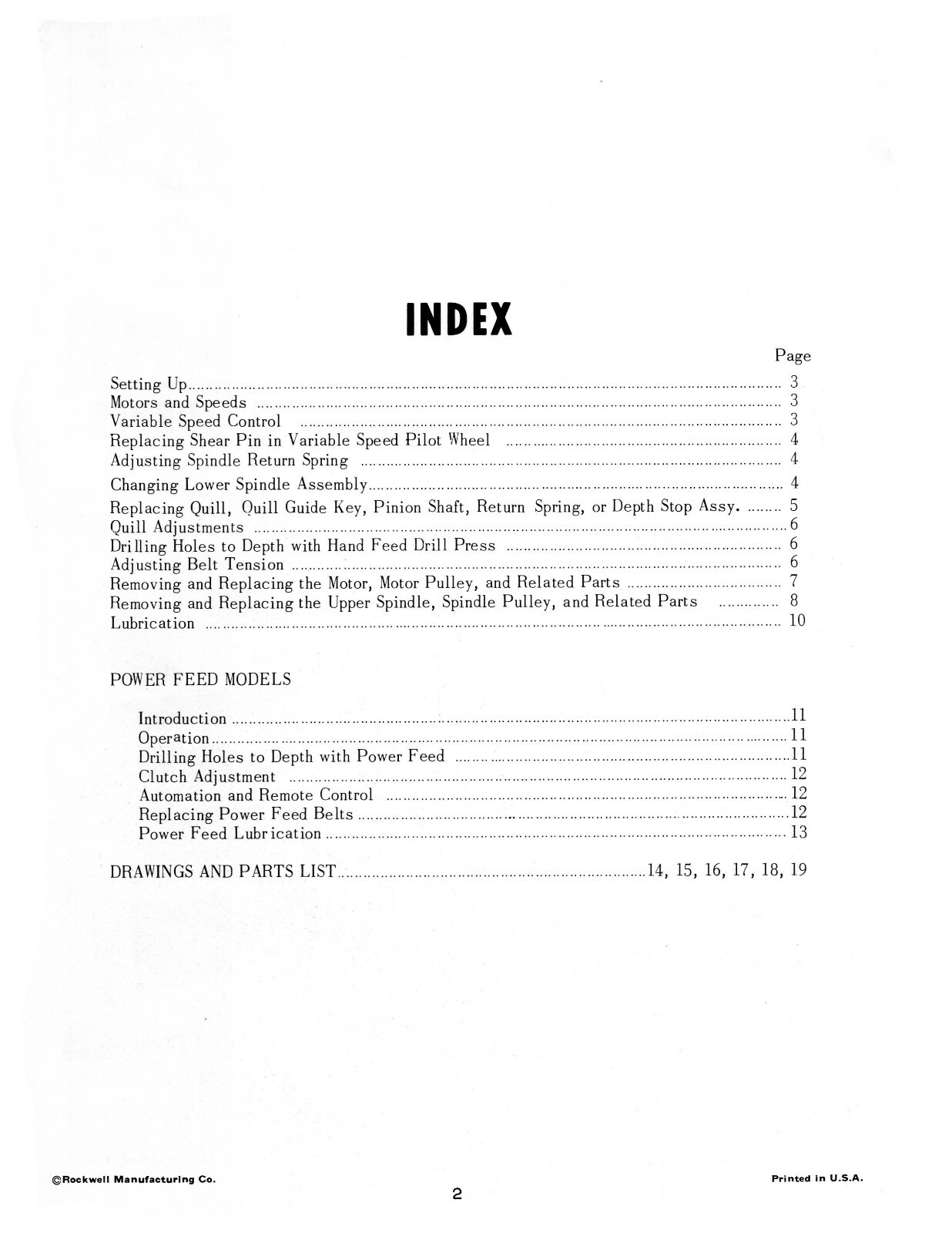 Walker Turner 17″ Variable Speed Drill Press Operator & Parts List Manual #1924