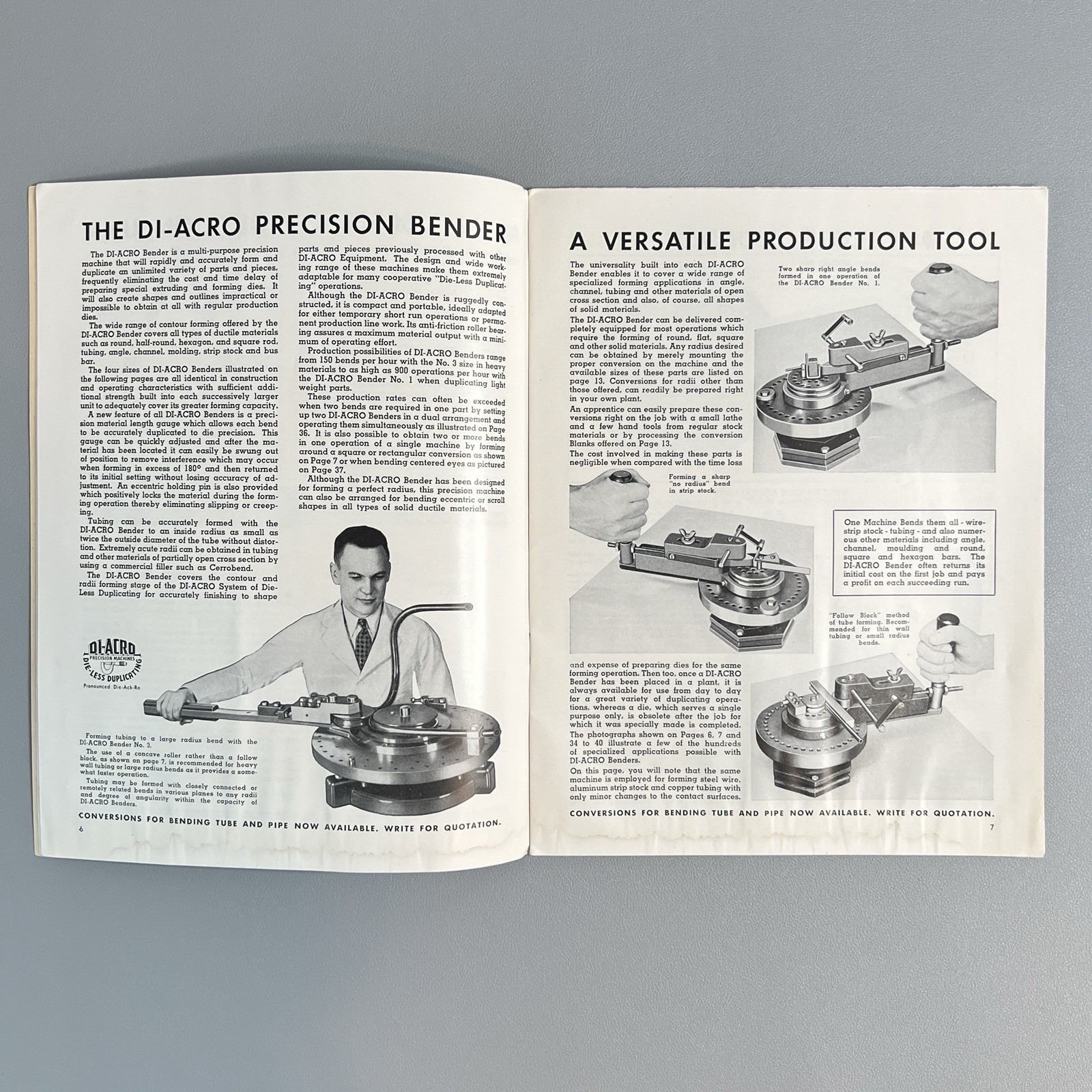 Vtg 1949 Di-Acro Catalog Die-Less Duplicating Coin-Op Aviation Machinist Medical