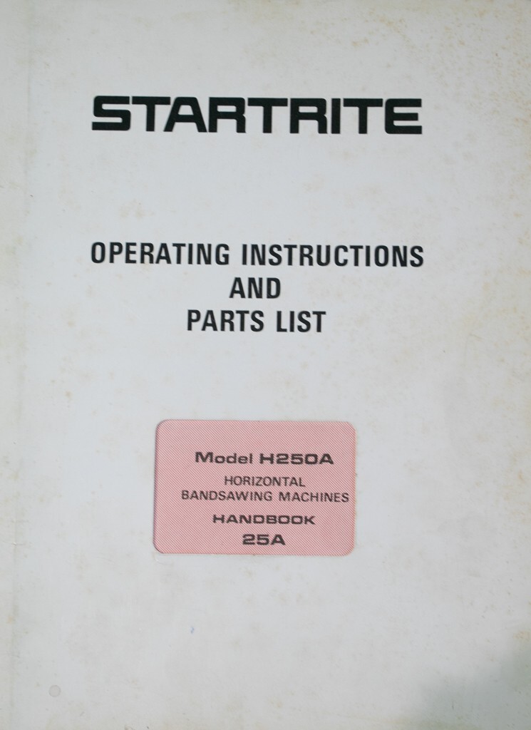KALAMAZOO-STARTRITE Horizontal Band Saw H250A Service & Parts Manual