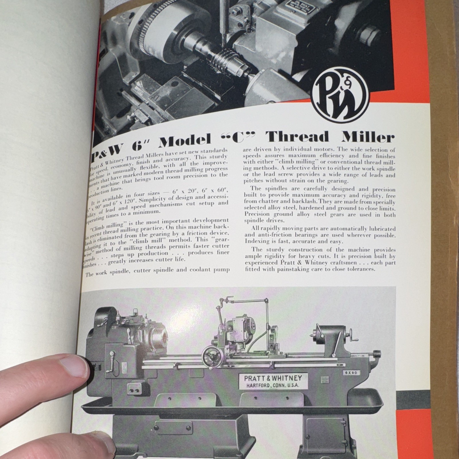 Pratt & Whitney 6″ Model C Thread Miller Operator’s Manual M-1503