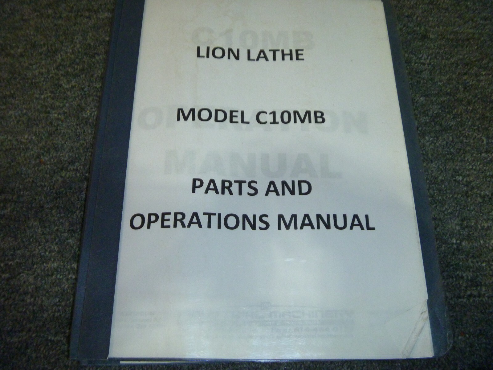 Lion C10MB Lathe Parts Catalog & Owner Operator Instruction Manual