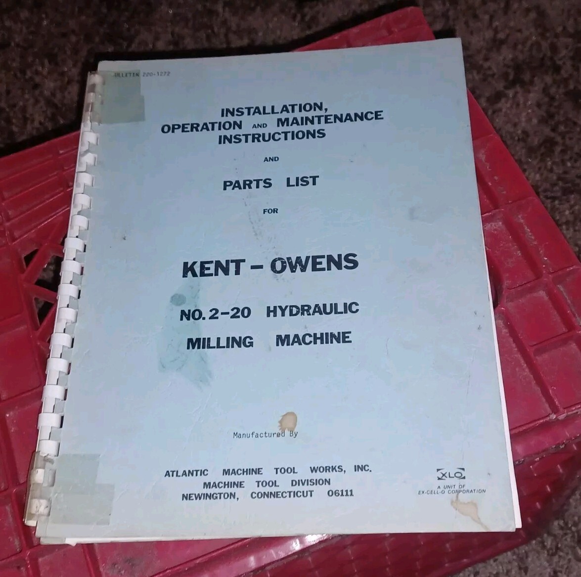 KENT OWENS MILLING MACHINE INSTALLATION OPERATION SERVICE MANUAL PARTS LIST 2-20