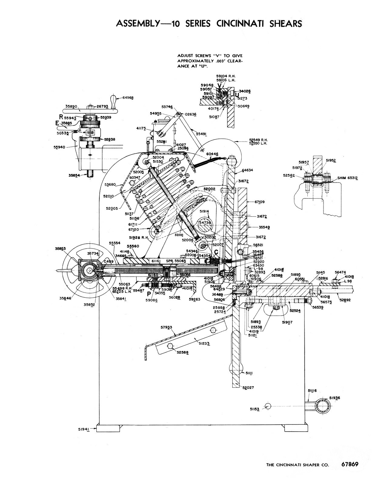 Cincinnatti Series 10 Metal Shear Operator & Parts List Manual #1529