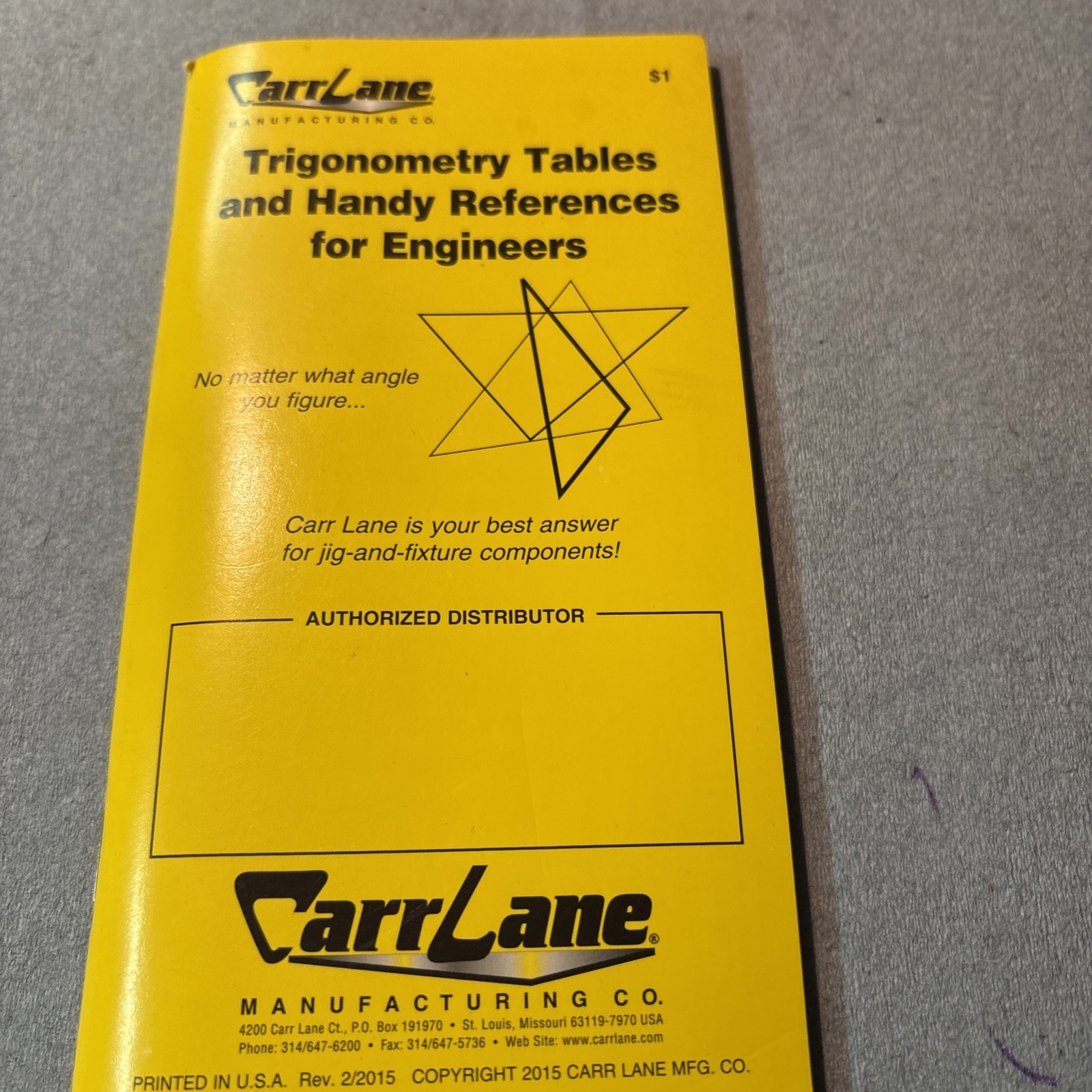 Vintage Carr Lane Handy Multipliers And Trigonometry Tables For Engineers