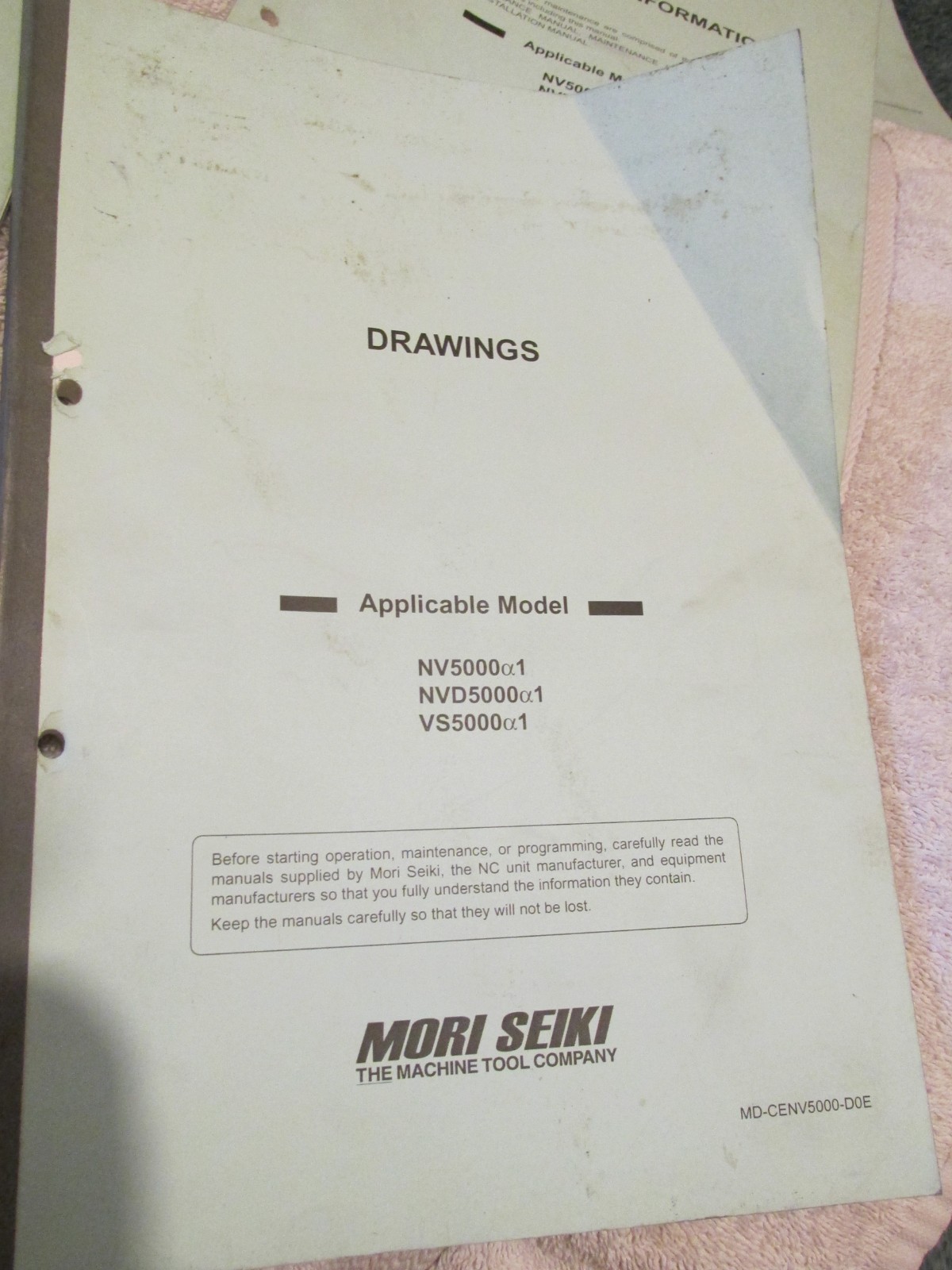 FACTORY MANUAL SET Mori Seiki NV5000 NVD CNC Machine Installation Operation Main