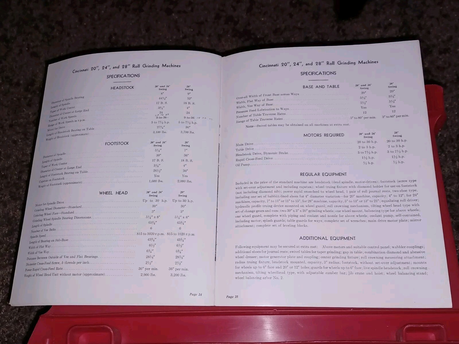 Cincinnati Grinders 20 24 28″ Catalog ROLL GRINDING MACHINES Book Pub # G-383