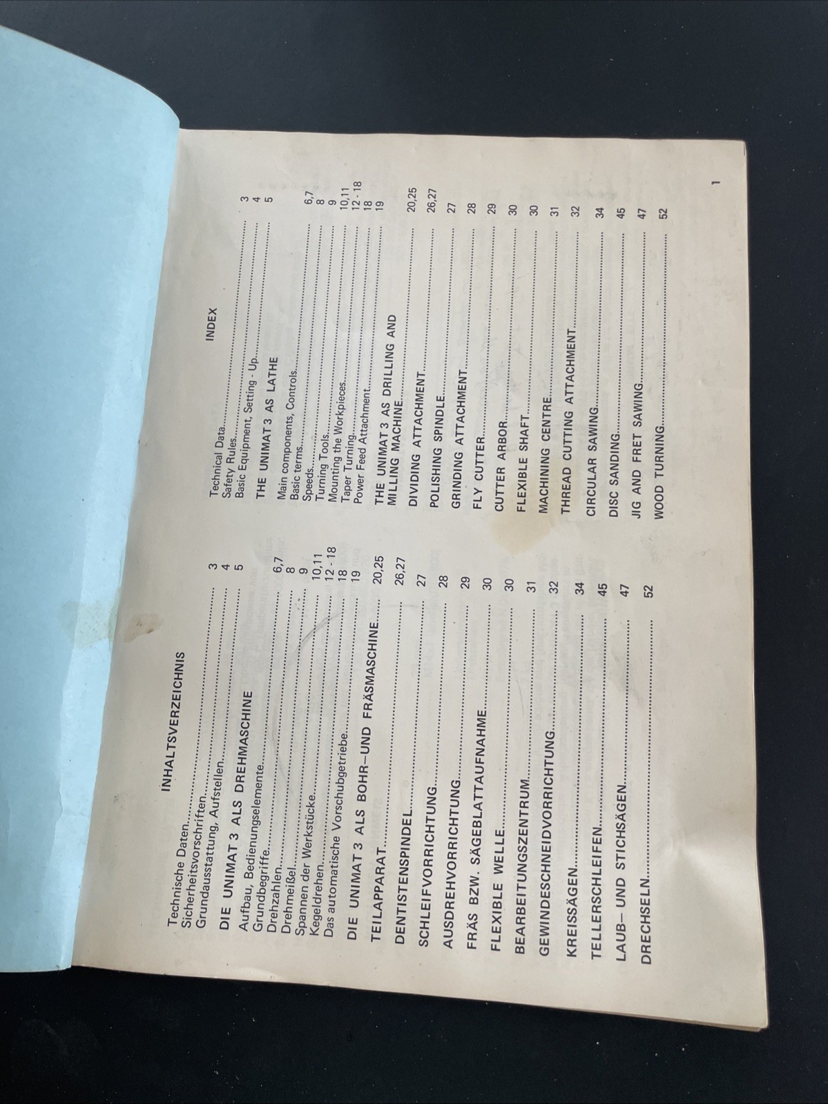 Original EMCO UNIMAT 3 Lathe Instruction and parts manual Free Ship