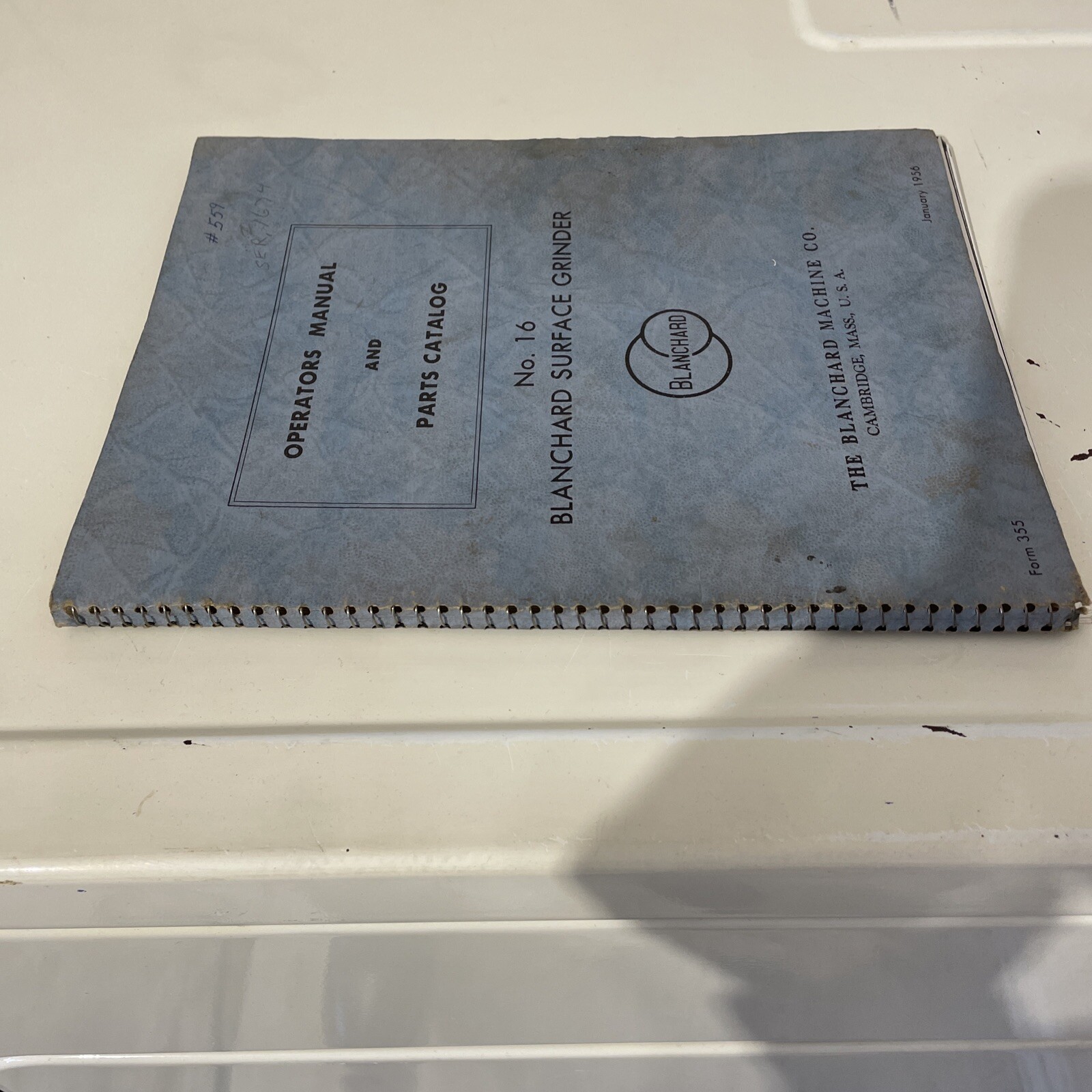 blanchard surface grinder 1956 Operators Manual And Parts Catalog