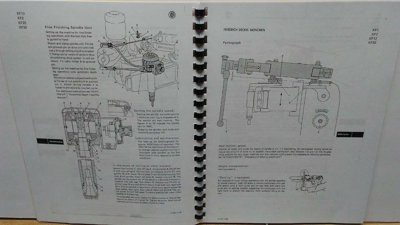 Deckel KF2 Milling Machine Instruction Manual
