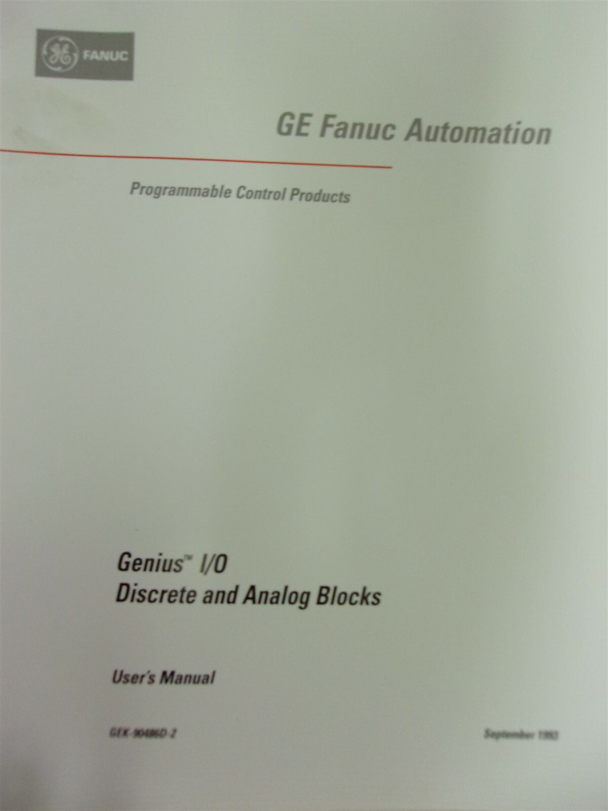 GE Fanuc Automation Genius I/O Discrete Analog Blocks User’s Manual 1993