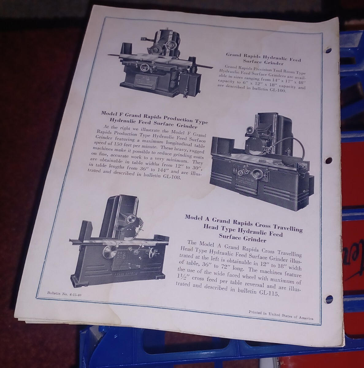 GALLMEYER & LIVINGSTON GRAND RAPIDS Universal Cutters Tool Grinders CATALOG BOOK