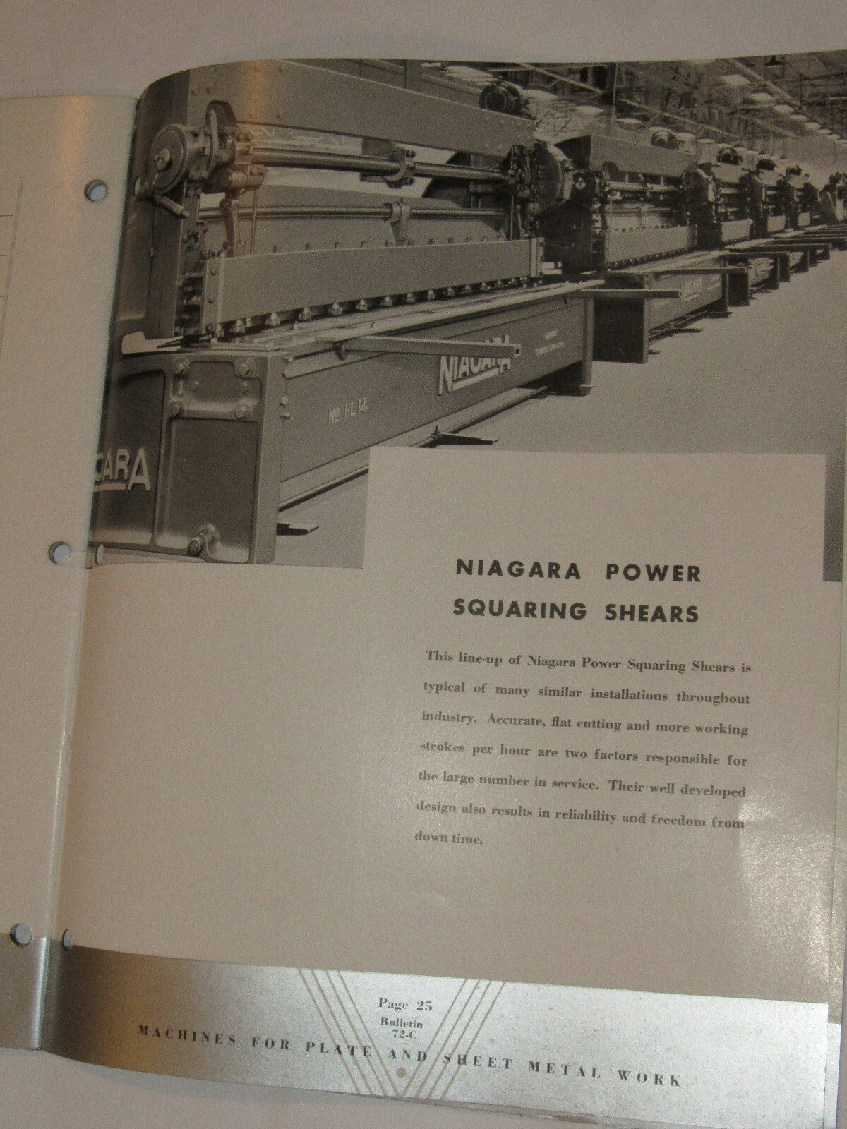 VINTAGE 1940s NIAGARA POWER SQUARING SHEARS BROCHURE! CAPACITY! PICTURES/SPECS