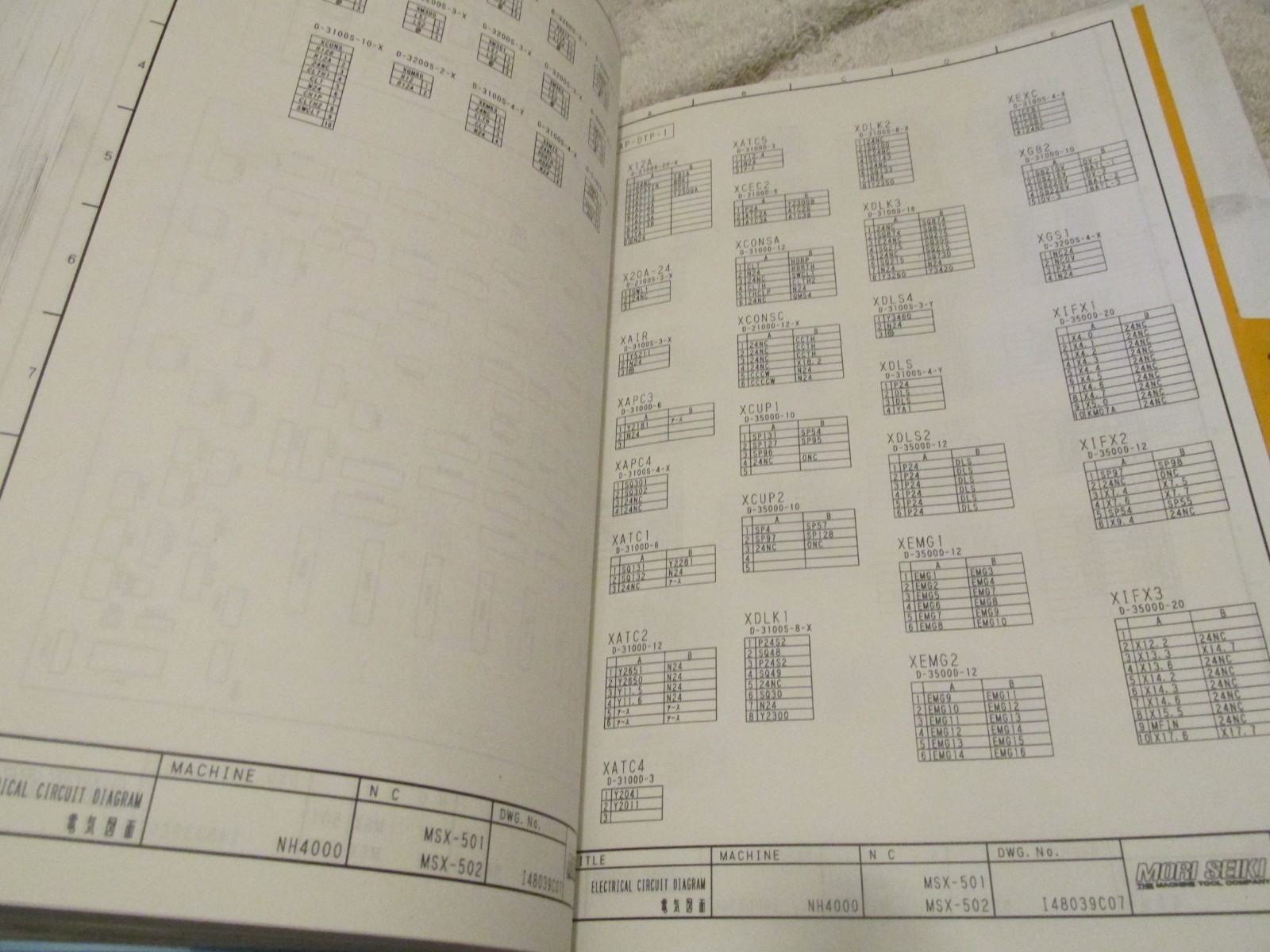 Mori Seiki Service Information Electrical Diagrams connector Factory Manual NH