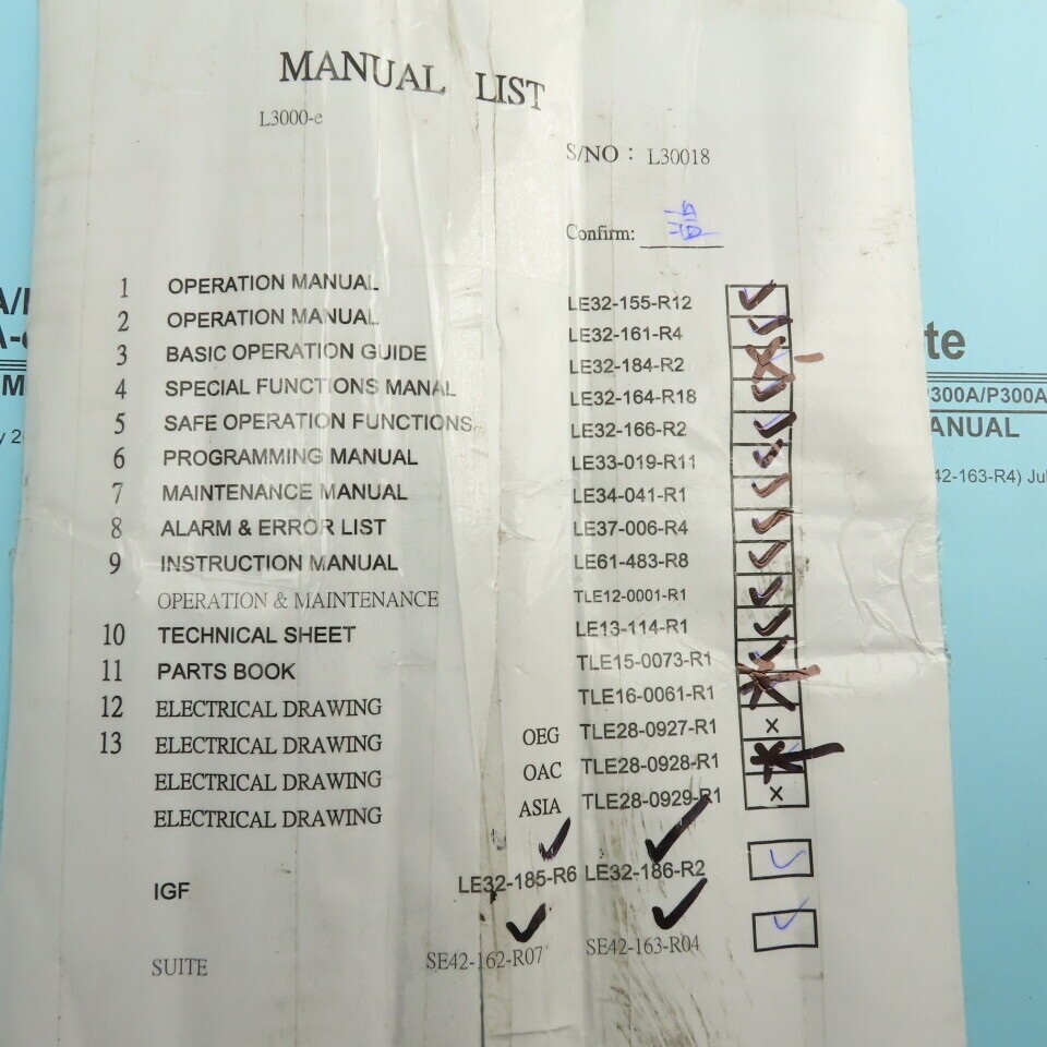 Okuma Genos L Series L3000-e Maintenance Operations Catalog Manual Bundle