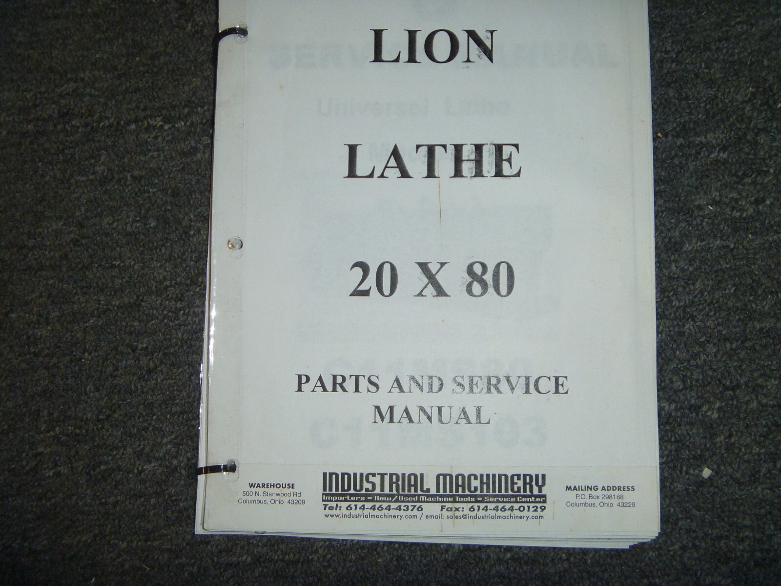Lion 20 x 80 Lathe Parts Catalog & Shop Service Repair Manual