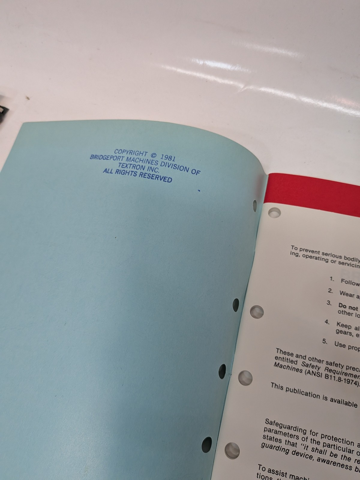 Bridgeport M-105H Series I Milling Machine manual April 1981 as shown