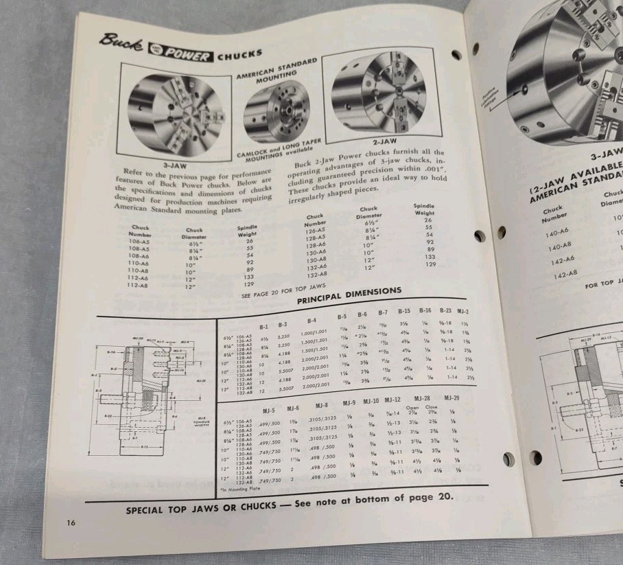 Buck Chucks Lathe Machine Parts Catalog Brochure Vtg Advertising Kalamazoo MI