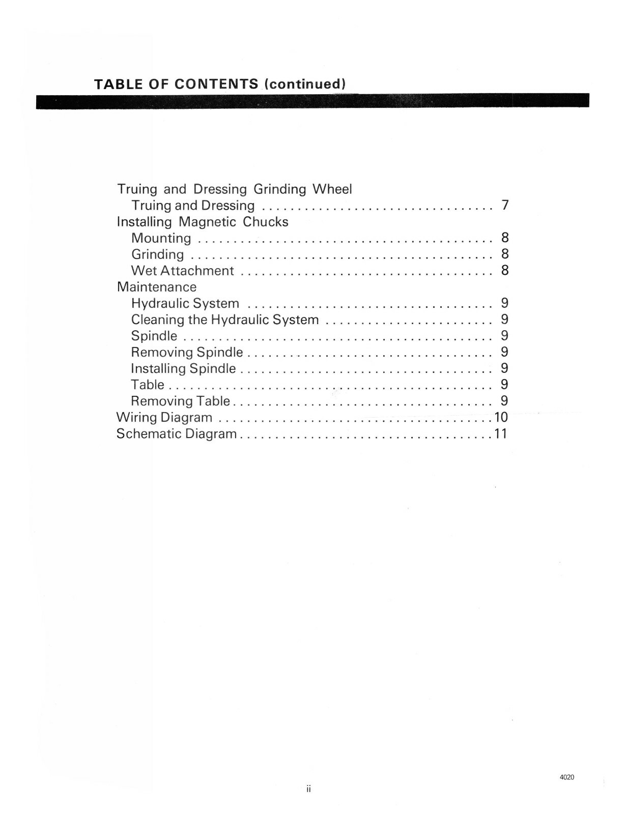 Clausing 4020 Hydraulic Surface Grinder 10″x16″ Instruct & Parts Manual #1729