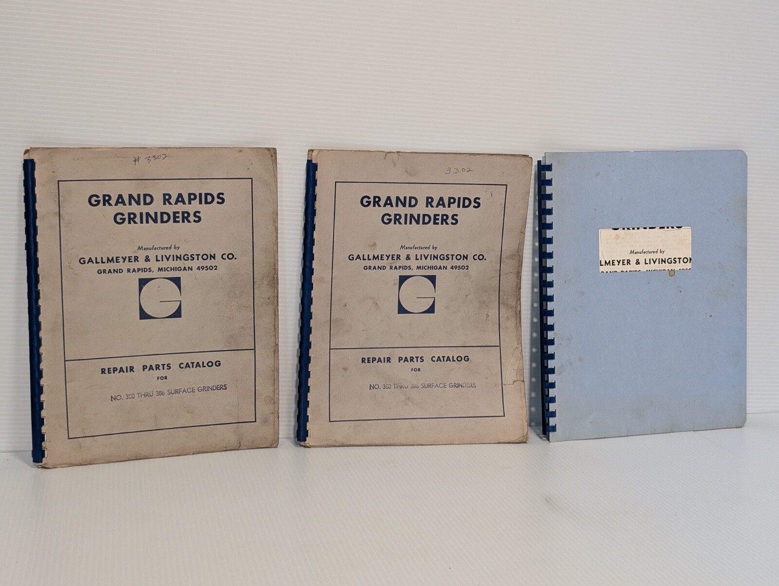 Lot of 3 Grand Rapids Grinder No. 350-386 Surface Grinder Repair Parts Catalogs