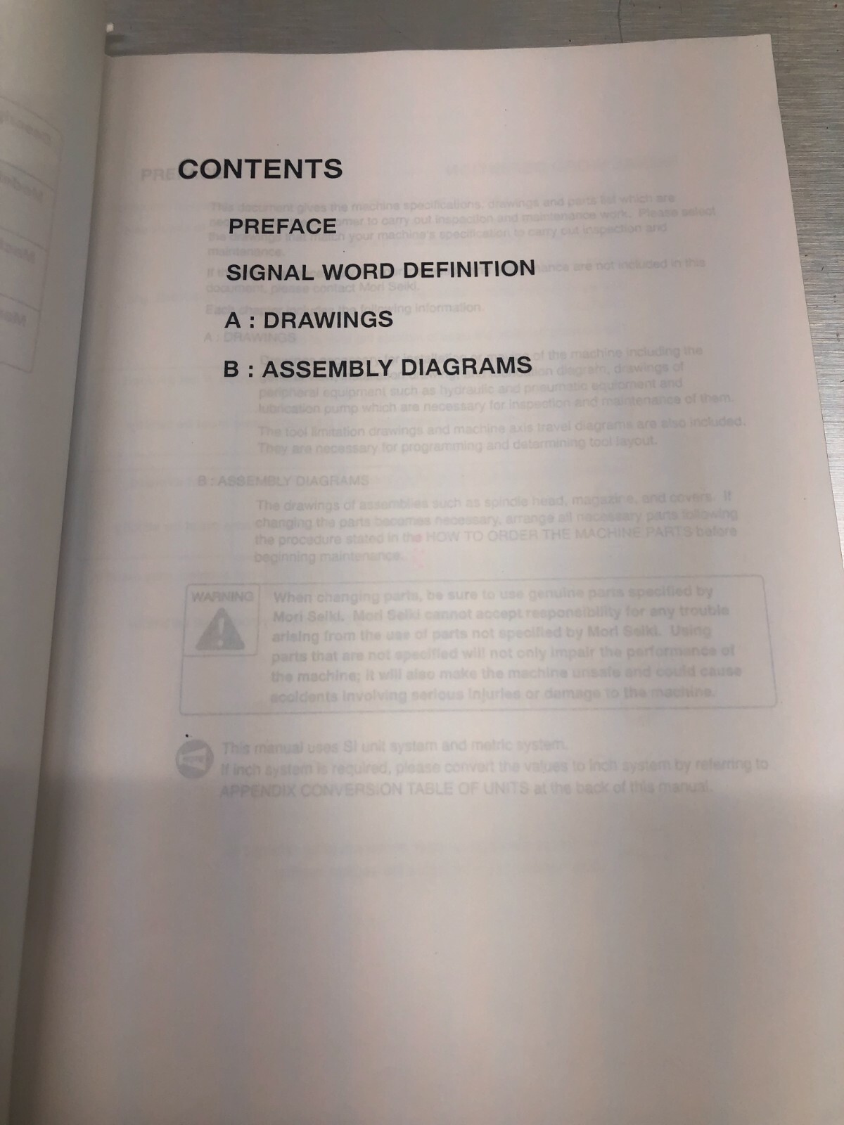Mori Seiki Parts List – Applicable Model F-M1 – PLCEFRONM101