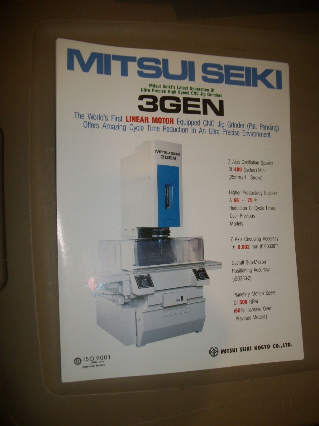 MITSUI SEIKI CNC JIG GRINDING 3GEN SPECIFICATION