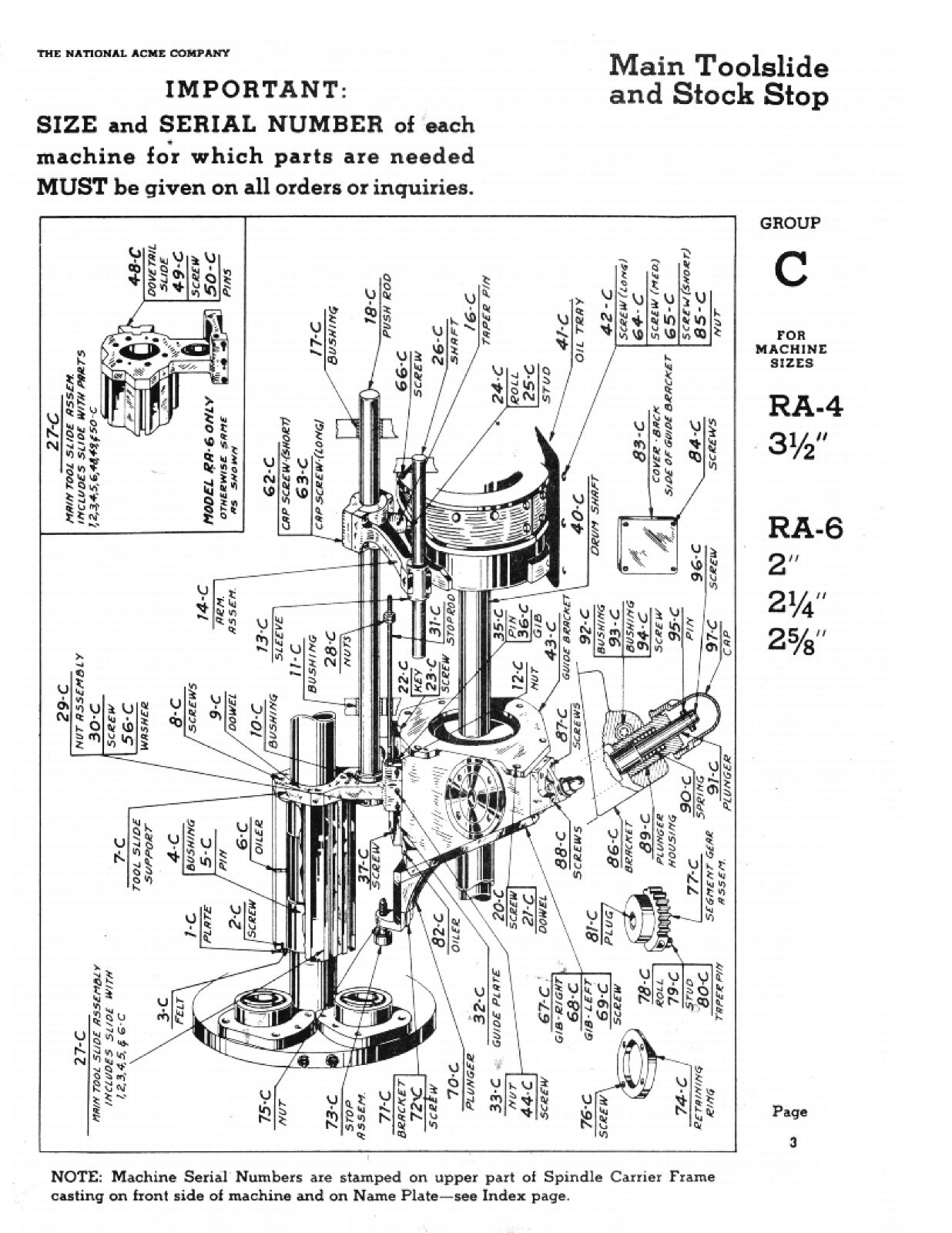 Acme-Gridley RA-4 & RA-6 Automatic Bar Machine 2″ to 3-1/2″ Parts Manual *383
