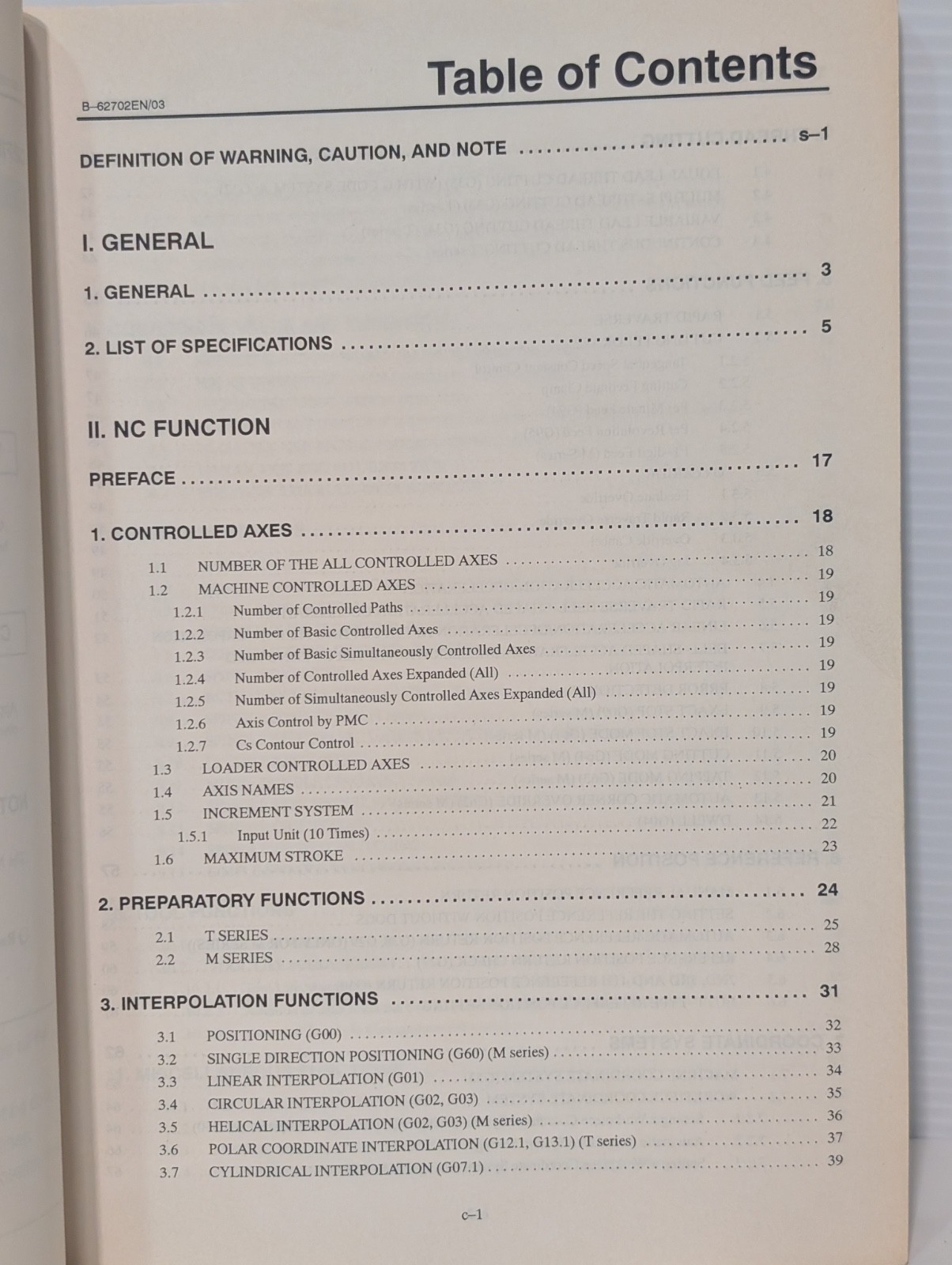 FANUC Series 21 & 210 Descriptions, Specifications & Functions Booklet, as shown
