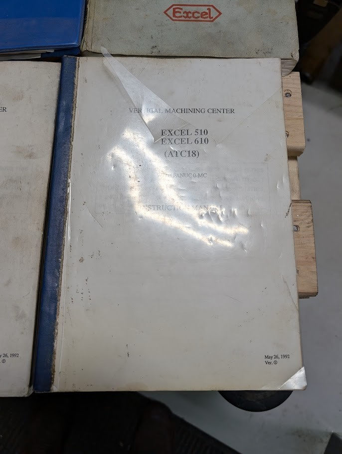 MANUALS FOR EXCEL 510 AND 610 VERTICAL MACHINING CENTERS (VMC) WITH FANUC O-MC