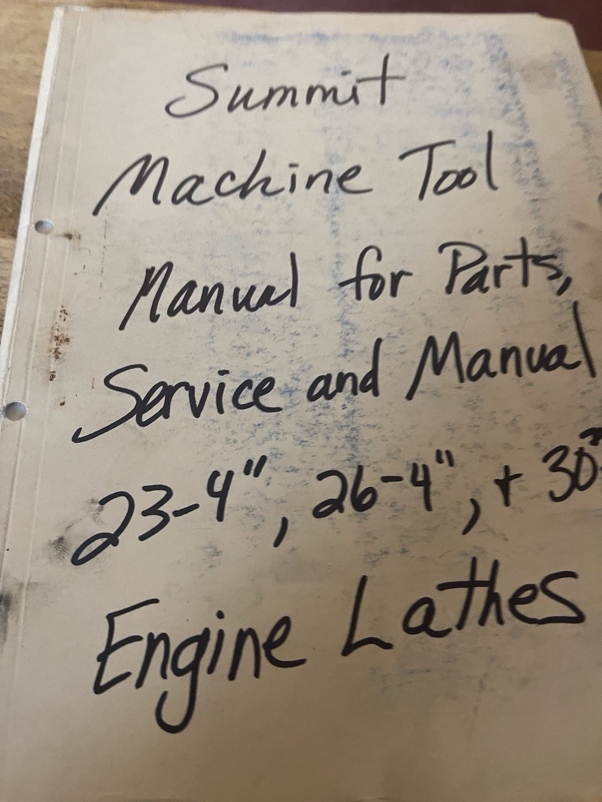 Summit Machine Tool Manual for Parts,Service,and Manual for Engine Lathes