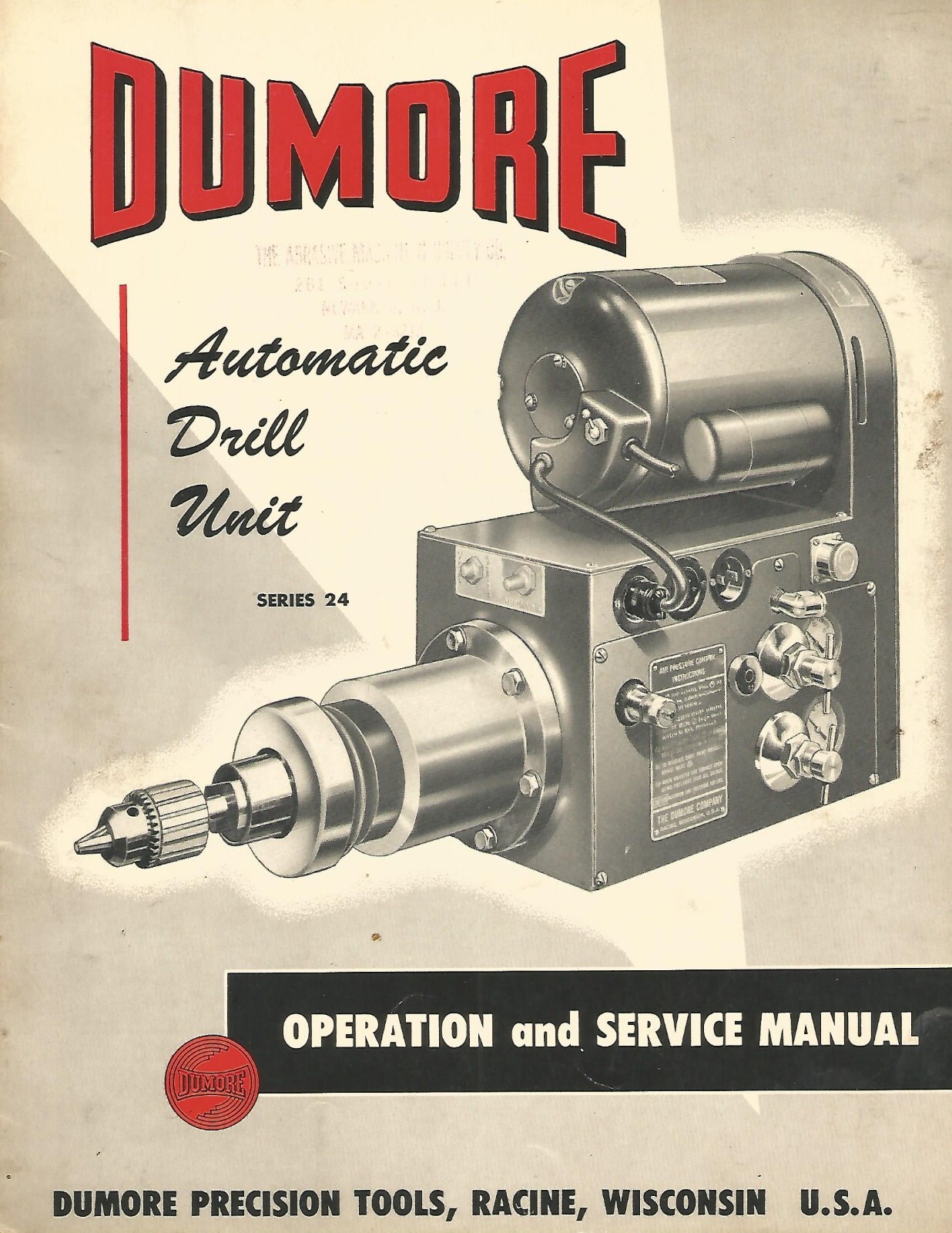 Dumore Auto Drill Unit Operation & Service Manual Series 24 Original
