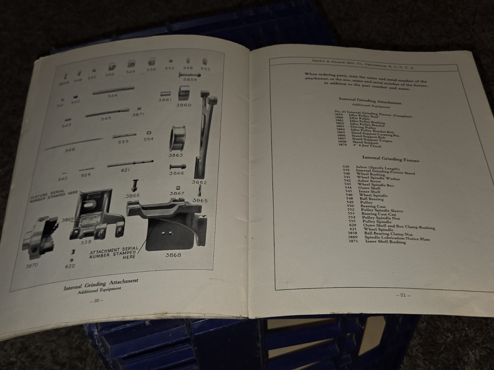 Brown & Sharpe #13 Universal & Tool Grinder Repair Parts Manual ORIGINAL BOOK