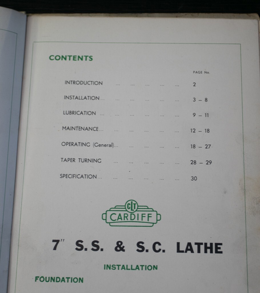 Cardiff SS SC 7″ x 14″ Lathe COLOR Manual
