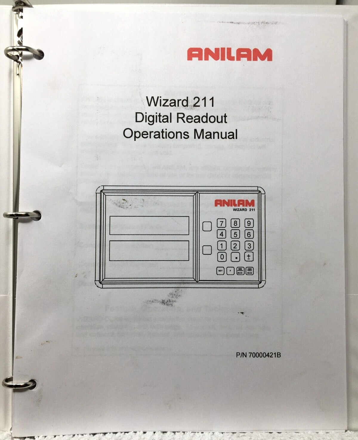 ANILAM Wizard 211 Digital Readout Operations Manual in Binder