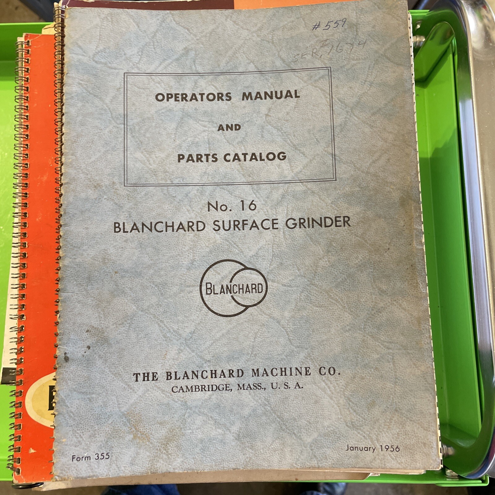 blanchard surface grinder 1956 Operators Manual And Parts Catalog