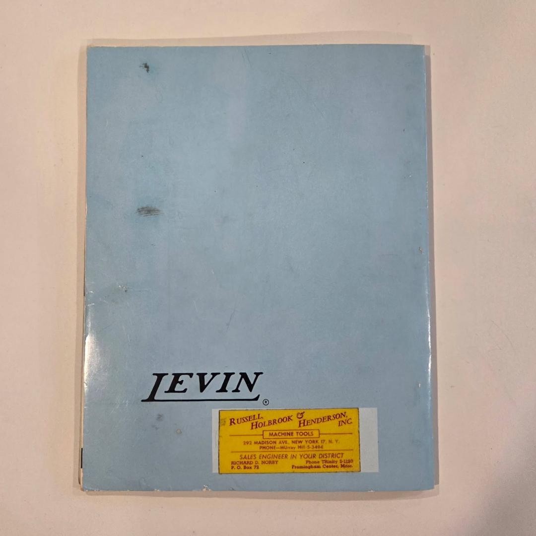 Vintage 1963 Levin Catalog, Lathes, Micro-Drilling & Radius Turning Machines
