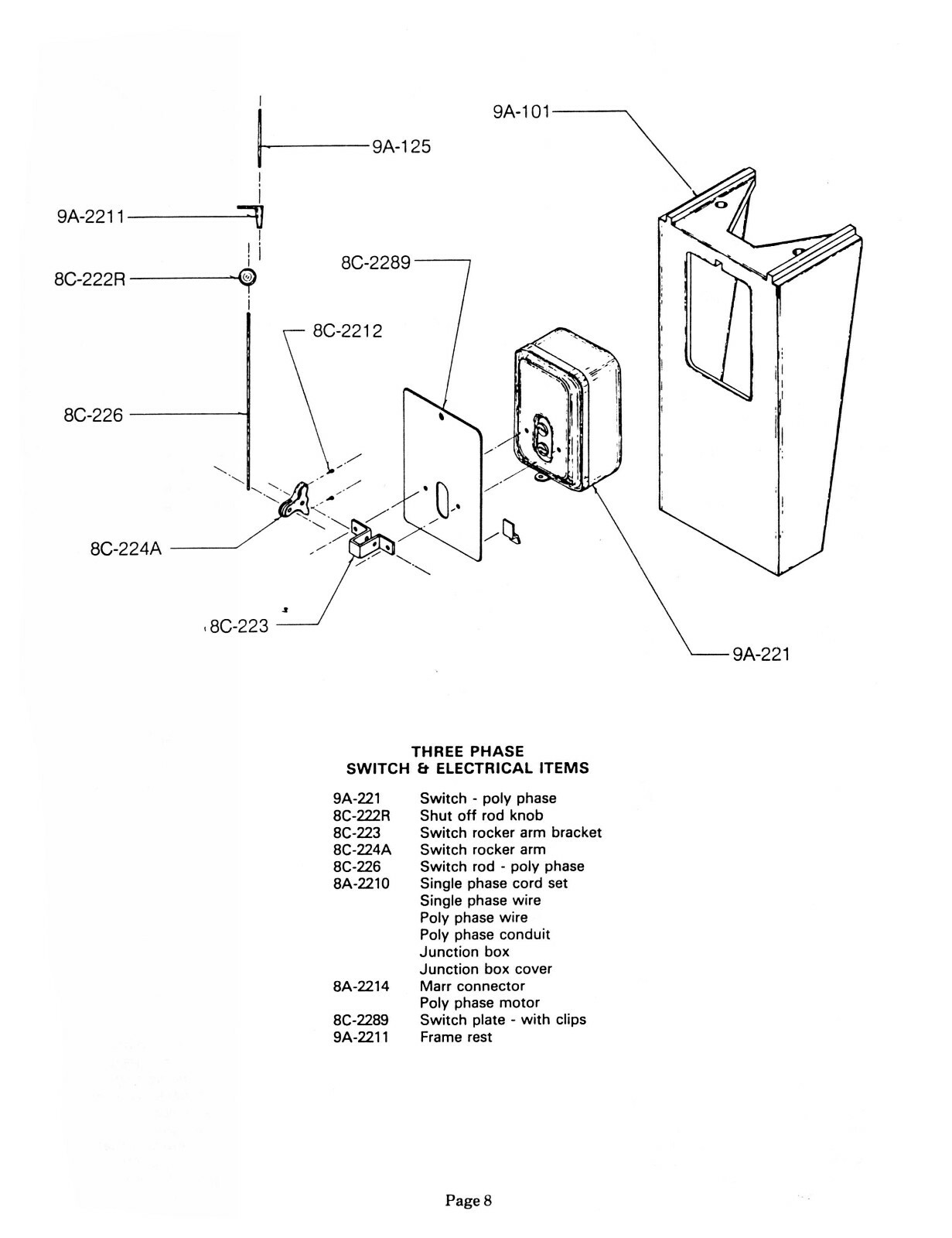 Kalamazoo 8C Bandsaw Service Manual & Parts List Manual #1711