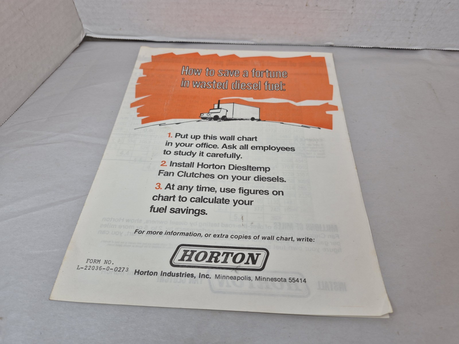 Horton Industries Inc. Minneapolis Minnesota Brochure Fan Clutch Diesel Chart
