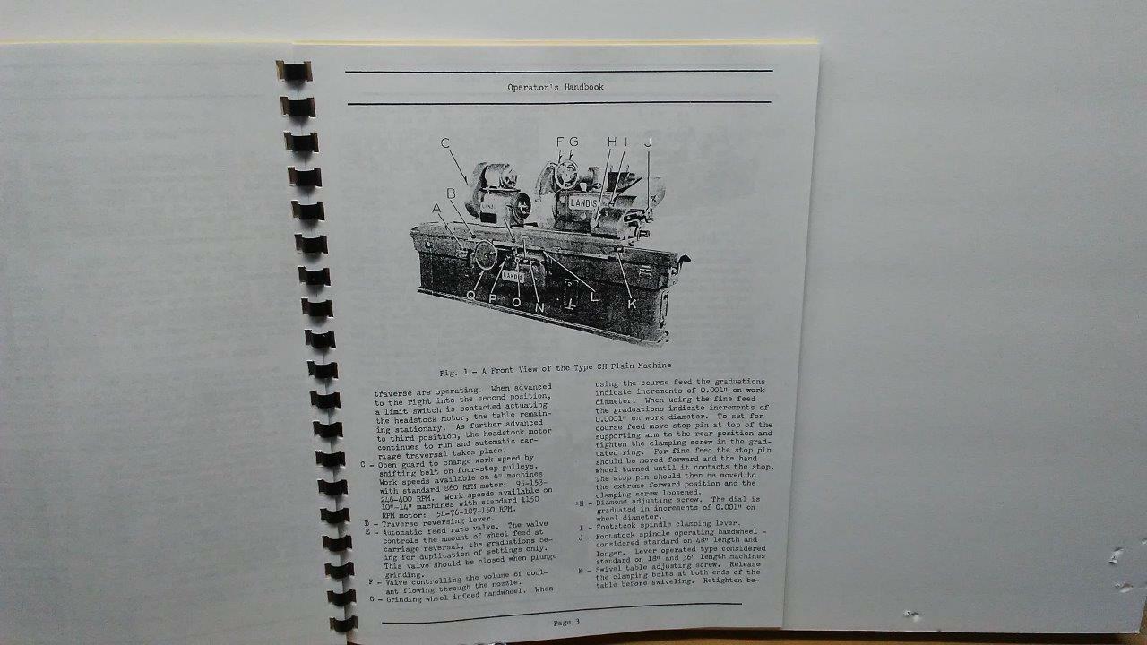 Landis CH – 6”-10”–14” Grinder – Operator’s Handbook