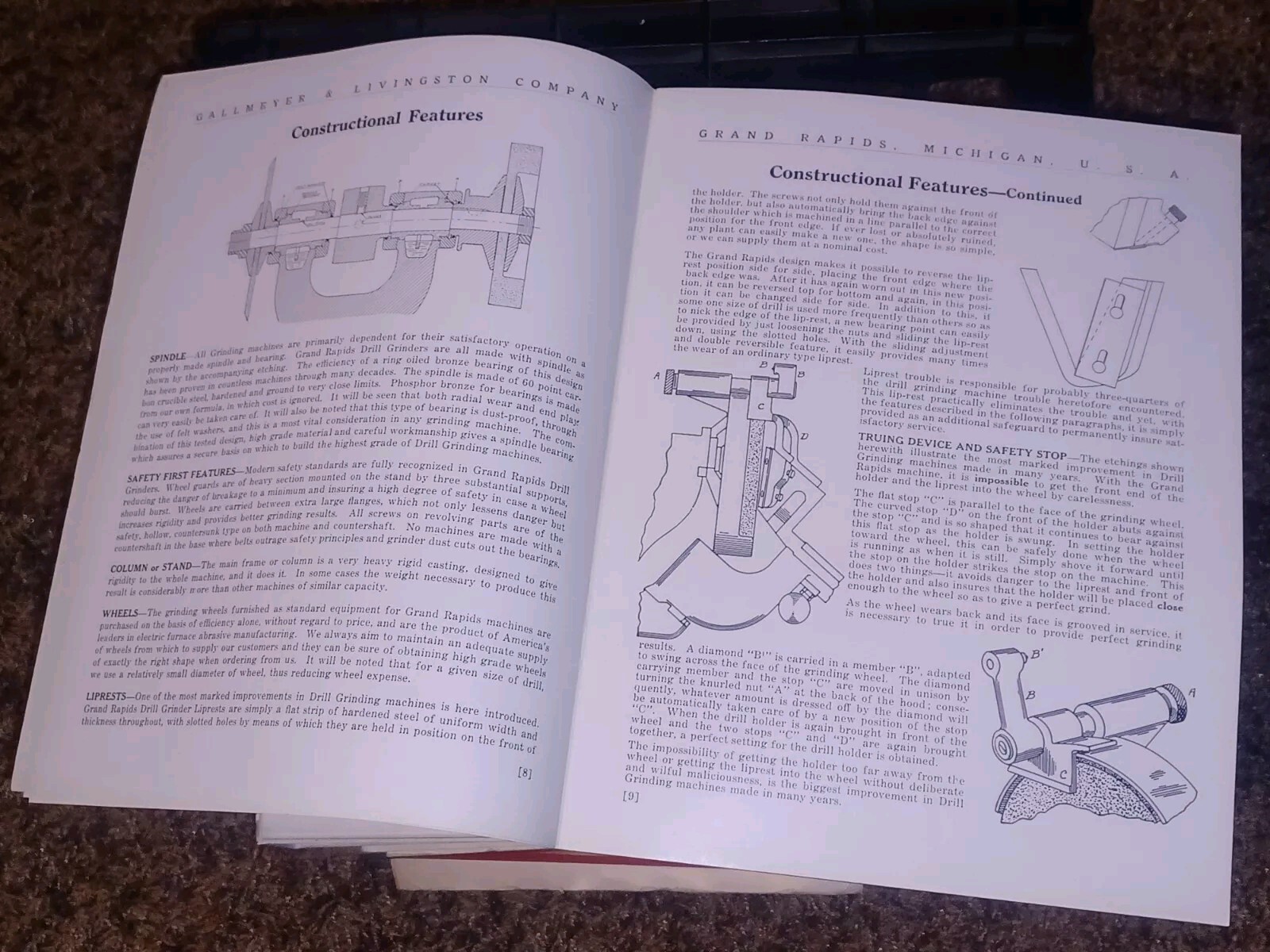 GALLMEYER & LIVINGSTON GRAND RAPIDS Michigan Tool DRILL GRINDERS Catalog Book !
