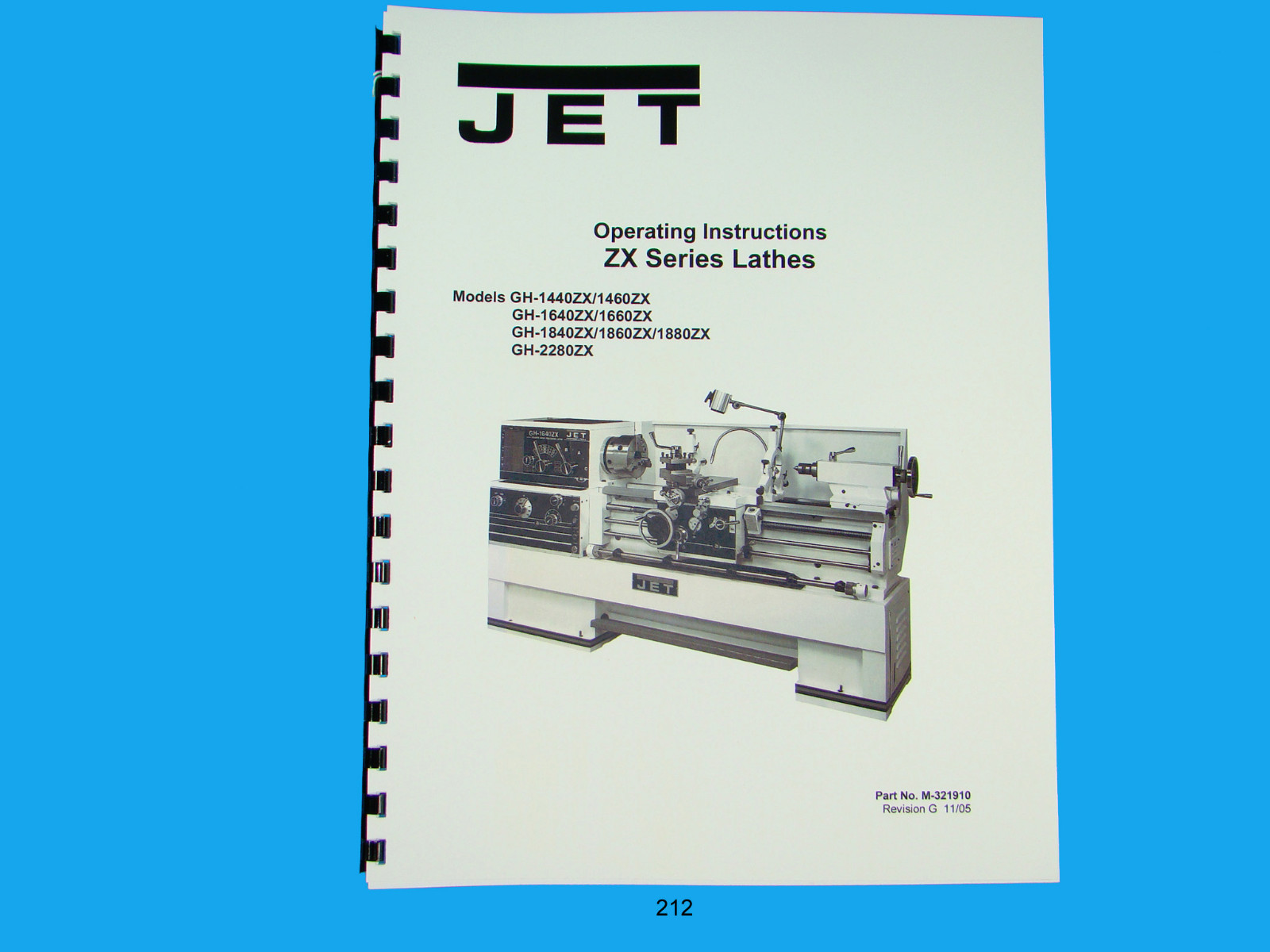 Jet ZX Series Lathes GH-1440ZX thru GH-2280ZX Operator Manual *212